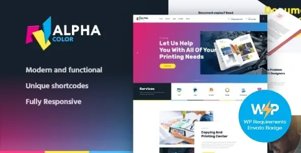 AlphaColor (v1.4.11.1) 类型设计与3D打印服务WordPress主题 + Elementor