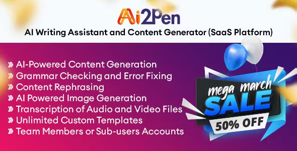 Ai2Pen v6.5 AI Writing Assistant and Content Generator (SaaS Platform) [Extended Version]
