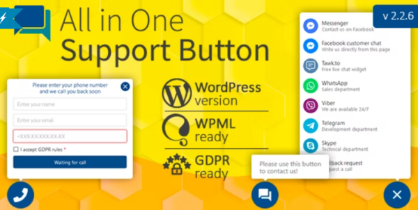 All in One Support Button v2.2.7 + Callback Request. WhatsApp, Messenger, Telegram, LiveChat and more...