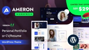 Ameron v1.0.0 Personal Portfolio or CV/Resume WordPress Theme
