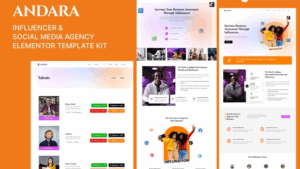 Andara - Influencer & Social Media Agency Template Elementor