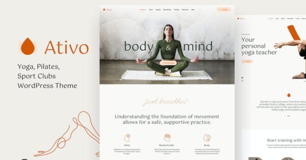 Ativo (v21.0) Pilates Yoga WordPress Theme [Activated]