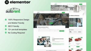 AutoRent - Car Rental Service Elementor Template Kit