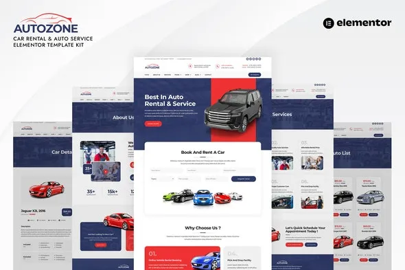 Autozone – 汽车租赁与汽车服务Elementor模板套件