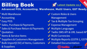 [Fixed*] Billing Book v3.0.0 - Advanced POS, Inventory, Accounting, Warehouse, Multi Users, GST Ready