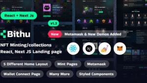 Bithu (v.1.2)– NFT Minting/Collection React, Next JS Landing Page Template