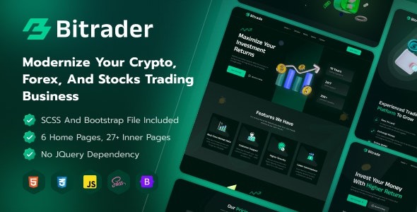 Bitrader (v1.0.0) Crypto, Stock and Forex Trading Business HTML Template