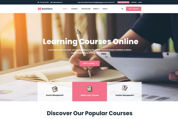 Bookflare - Modern Education & Online Learning Elementor Template Kit