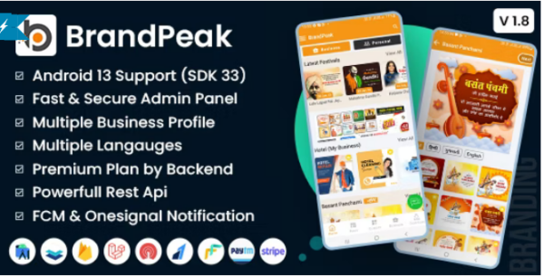 BrandPeak v1.9.5 Festival Poster Maker, Business Post, Political Post Maker App [Activated]