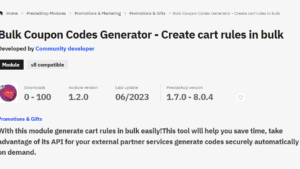 Bulk Coupon Codes Generator v1.2.0 Prestashop v1.7 - v8.0.x