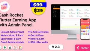 Cash Rocket (v6.3) Flutter Online Earning App with Admin Panel