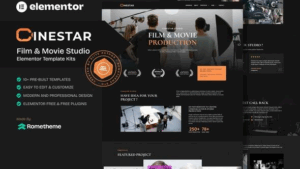 Cinestar - film video production elementor template kit