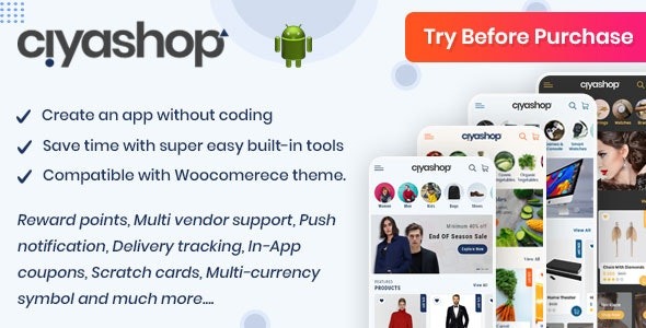 CiyaShop Native Android Application based on WooCommerce v5.15