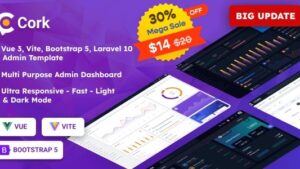Cork v.3.0 VueJS & Laravel Admin Dashboard Template