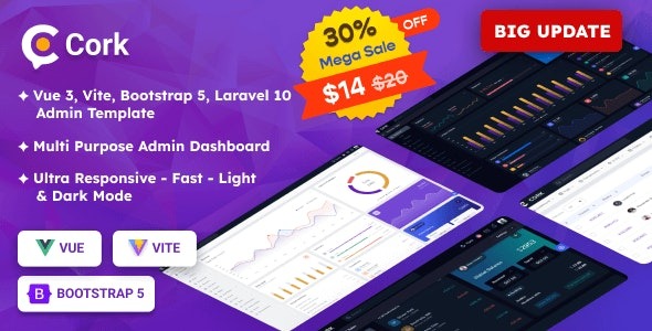 Cork v.3.0 VueJS & Laravel Admin Dashboard Template