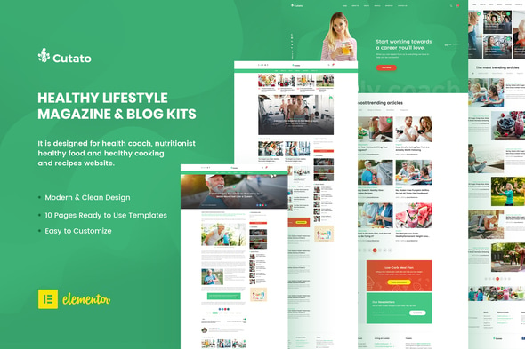 Cutato - Healthy Lifestyle Magazine & Blog Template Kit for Elementor