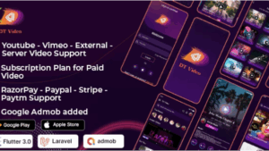 DTVideo v3.0.1 Flutter Multipurpose All In One Videos App + Admin panel