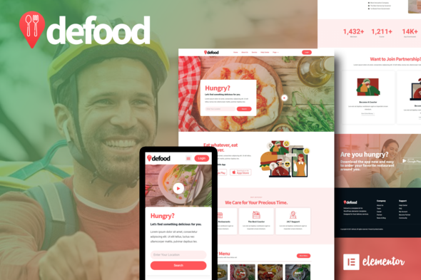 DeFood - Food Delivery Elementor Template Kit