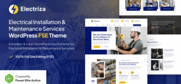 Electriza (v1.0.1) Electrical Installation & Maintenance Services FSE WordPress Theme