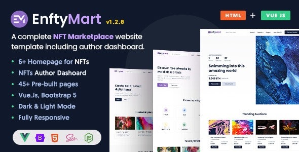 EnftyMart v1.2.0 NFT Marketplace HTML & Vue JS Template