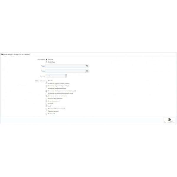 v1.4.8 Export invoices / slips PDF : Zip, email, FTP, local Module [v1.6 - v1.7] Prestashop