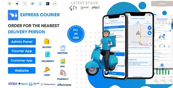 Express Courier Company and Delivery Man with Customer and Courier App, Website, and Admin Panel v1.2.1