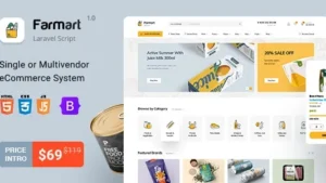 Farmart (v1.23.6) Single or Multivendor Laravel eCommerce System [Activated]