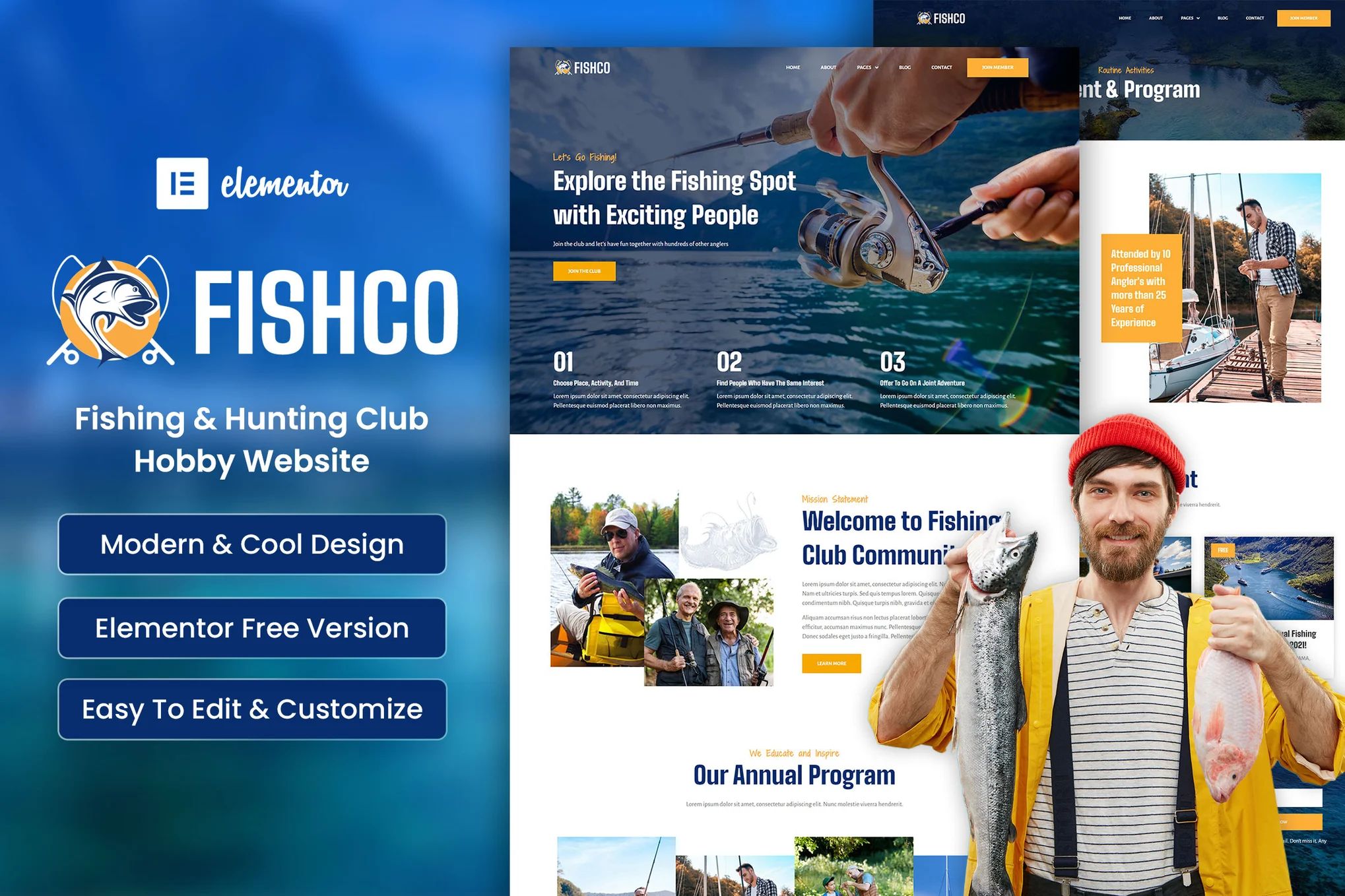 Fishco - Fishing & Hunting Club Hobby Elementor Template Kit