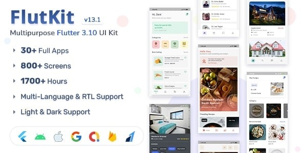 FlutKit (v15.0) Flutter UI Kit