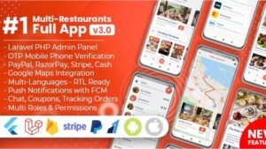 Food Delivery Flutter + PHP Laravel Admin Panel v2.7.0
