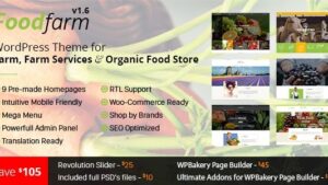 FoodFarm (28 November 2025) WordPress Theme for Farm, Farm Services and Organic Food Store