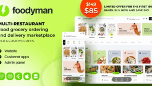 Foodyman v2024-22 Multi-Restaurant Food and Grocery Ordering and Delivery Marketplace (Web & Customer Apps)