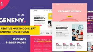 Genemy (v1.7.1) Creative Multi Concept Landing Pages Pack With Page Builder