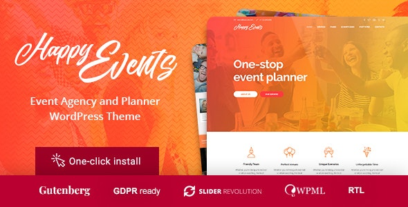 Happy Events (v1.2.4) Holiday Planner & Event Agency WordPress Theme