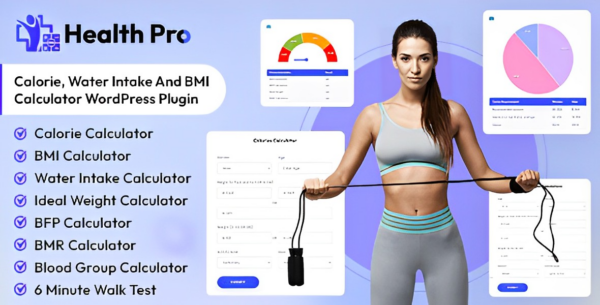 Health Pro (v1.0.7) Calorie, Water Intake And BMI Calculator WordPress Plugin