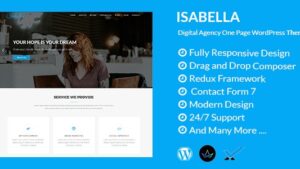 Isabella v1.8 Digital Agency One Page WordPress Theme