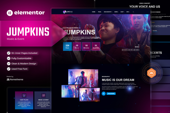 Jumpkins - Music & Event Elementor Template Kit