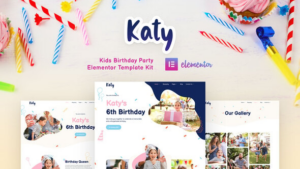 Katy - Kids Birthday Party Planner & Invitation Elementor Template Kit