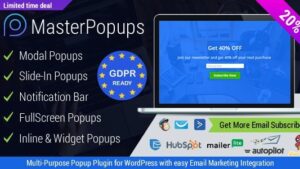 Master Popups (v3.9.3) WordPress Popup Plugin for Email Subscription [Activated]