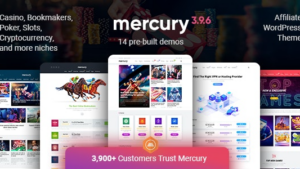 Mercury (v3.9.11.1) Gambling & Casino Affiliate WordPress Theme. News & Reviews