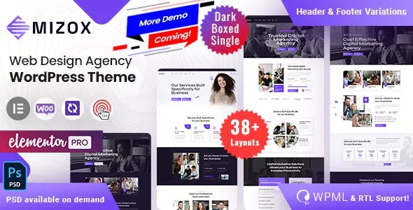 Mizox – Web Design Agency v1.1 - 专业网页设计机构WordPress主题