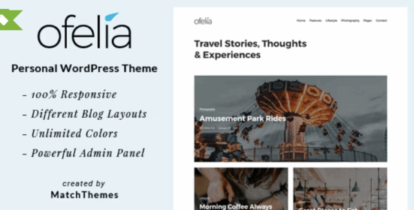 Ofelia (v2.1.0) Travel Personal WordPress Blog Theme