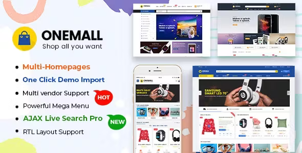OneMall v1.9.2 电子商务市场 WooCommerce WordPress主题（包含移动端布局）