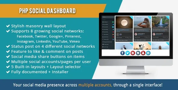 PHP Social Dashboard v1.6.6 - 多功能社交仪表盘主题