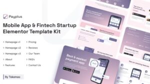 Payplus - Mobile App & Fintech Startup Elementor Template Kit