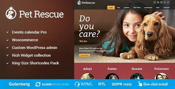 Pet Rescue (v2.2.1) Animals And Shelter Charity Wp Theme