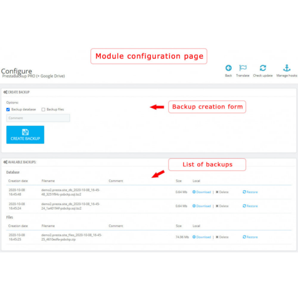 PrestaBackup PRO (+ Google Drive) v1.3.1 [v1.6-v1.7] Prestashop
