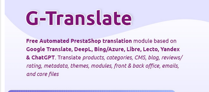 G-Translate module v1.2.5 Translate entire PrestaShop easily!