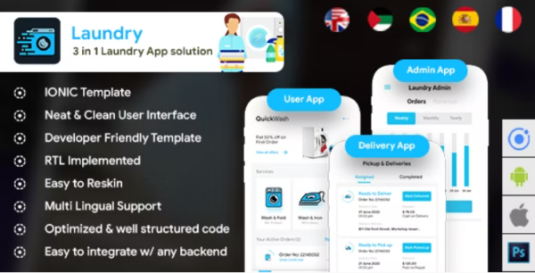 Quickwash v2.8 6 App Template Laundry Booking App Single Vendor Laundry App Laundry Ordering App