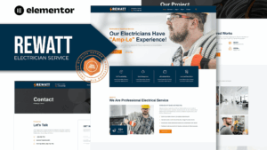 Rewatt - Professional Electrical Services Elementor Template Kit